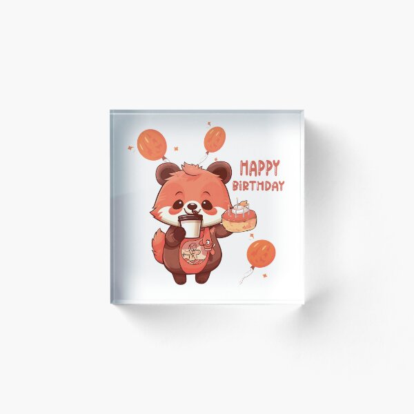 Item preview, "Happy Birthday with a Cute Raccoon and Cake" designed and sold by Anastasiia Yurevych.