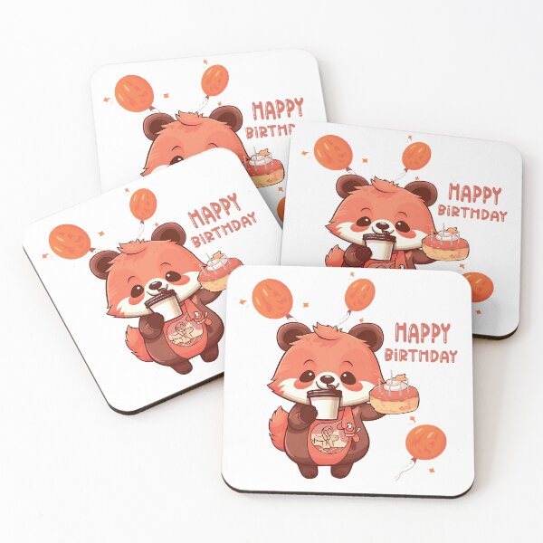 Item preview, "Happy Birthday with a Cute Raccoon and Cake" designed and sold by Anastasiia Yurevych.