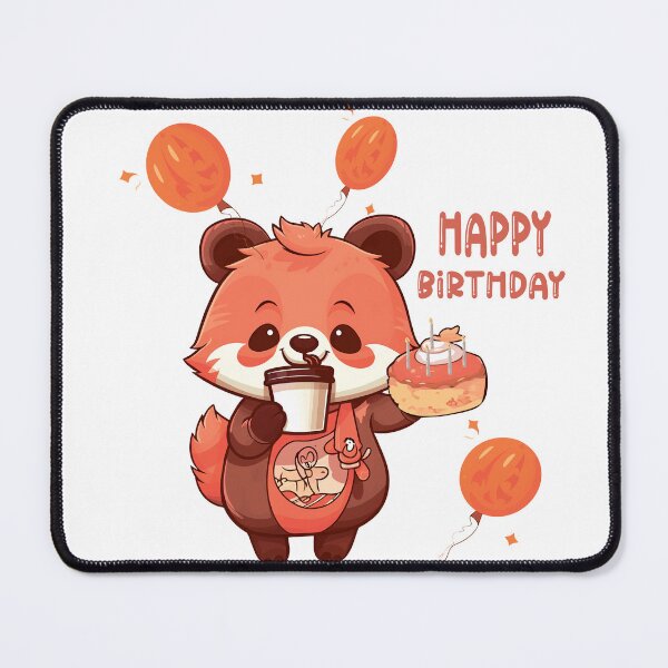 Item preview, "Happy Birthday with a Cute Raccoon and Cake" designed and sold by Anastasiia Yurevych.