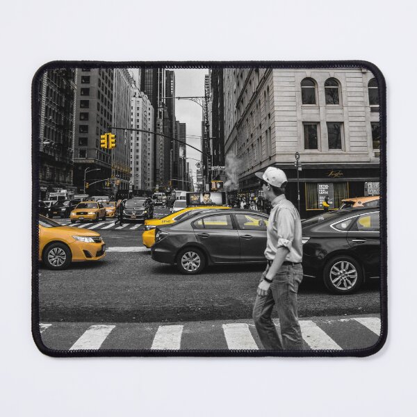 Item preview, Black and White NYC Cityscape with Yellow Taxis Photography designed and sold by ehlphotography.