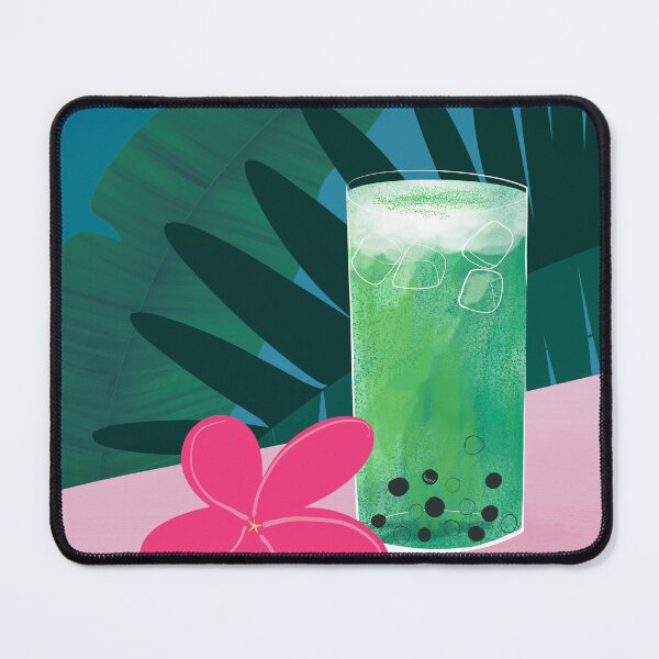 Item preview, green matcha bubble latte tea illustration designed and sold by rysunki-malunki.