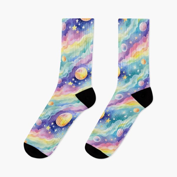 Item preview, Pastel Rainbow Galaxy Planets and Clouds designed and sold by craftyvixenart.