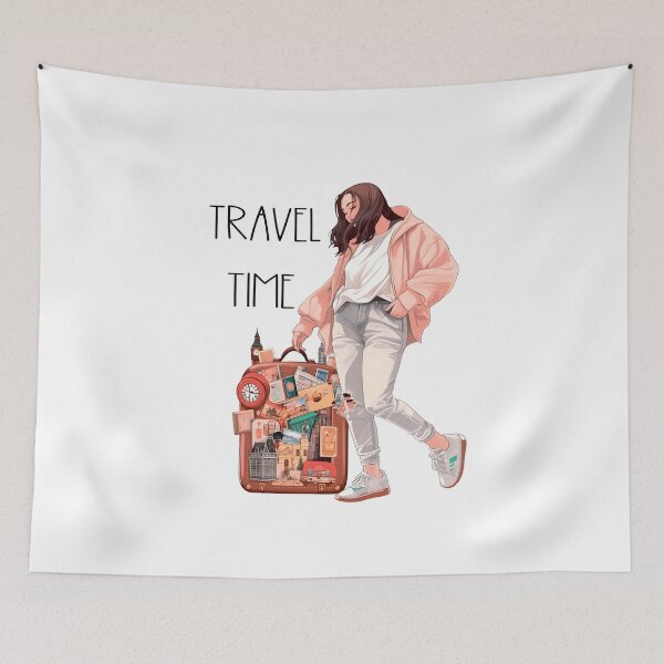 Item preview, "The Woman with Luggage: Travel Time" designed and sold by Anastasiia Yurevych.