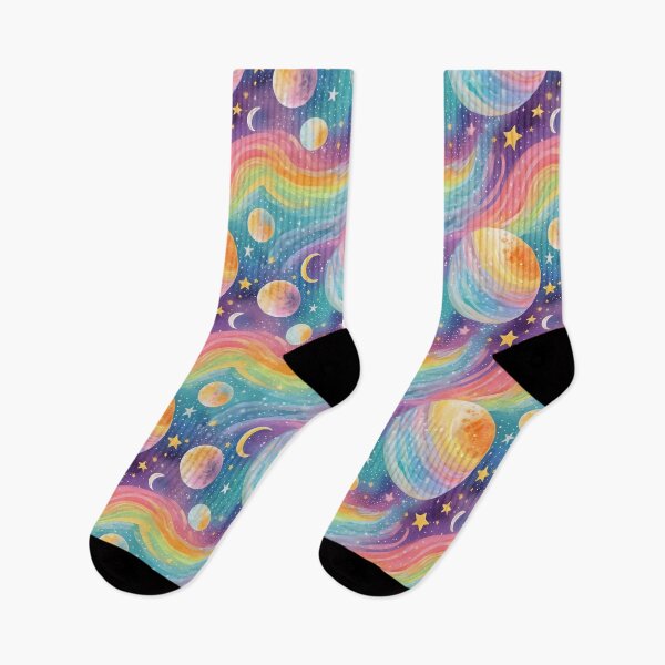 Item preview, Pastel Rainbow Moon and Planet Galaxy designed and sold by craftyvixenart.