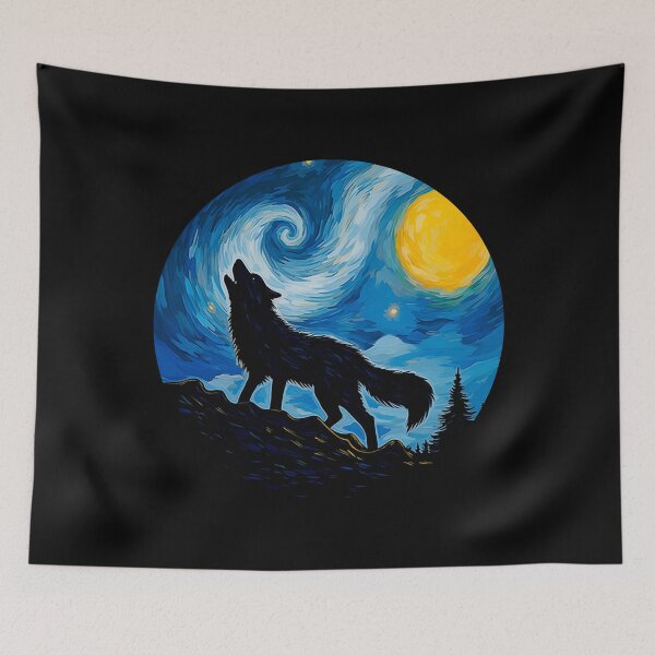 Item preview, Wolf Howling Into The Starry Night designed and sold by 4TeeToo.