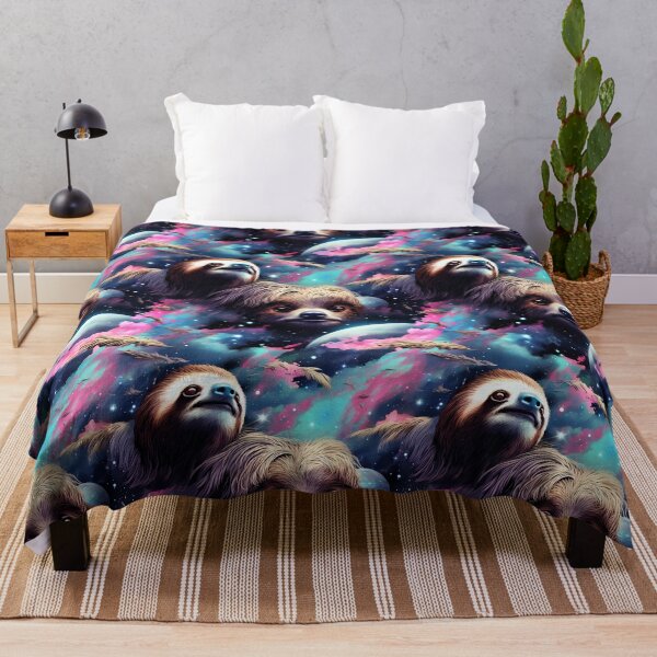 Item preview, Interstellar Sloth Odyssey: Nebula Fur and Starshower Eyes in Vaporwave Futurism designed and sold by polonuim210.