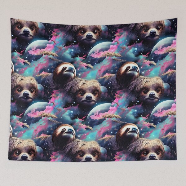 Item preview, Interstellar Sloth Odyssey: Nebula Fur and Starshower Eyes in Vaporwave Futurism designed and sold by polonuim210.