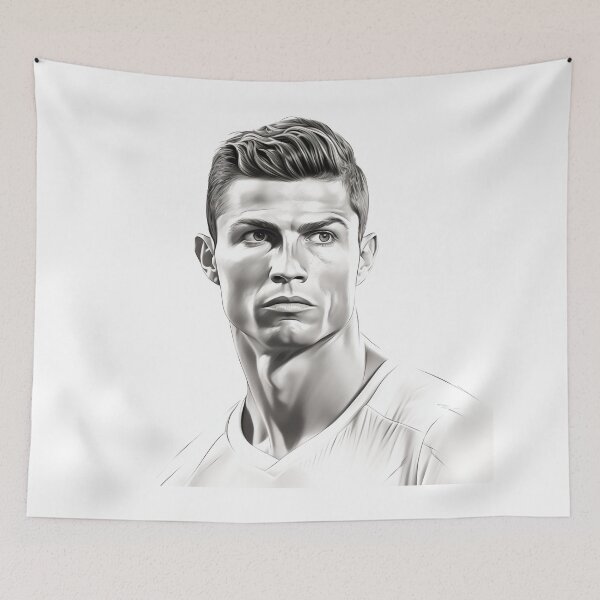 Item preview, Portrait Cristiano Ronaldo black and white design designed and sold by Carinaprint.