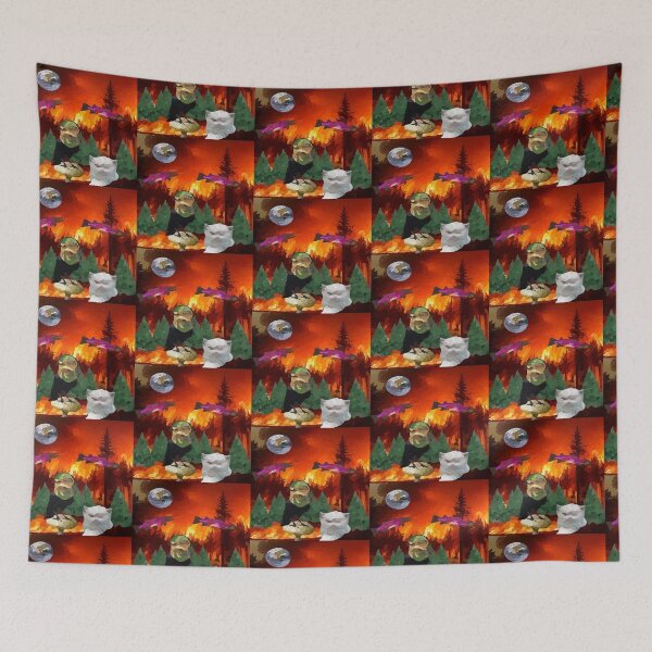 Item preview, watercolor cat in burning forest designed and sold by Storiesforyou.