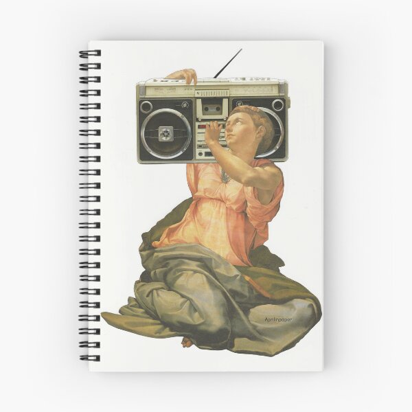 Item preview, Classic painted woman holding boombox collage designed and sold by Aprilinpaper.