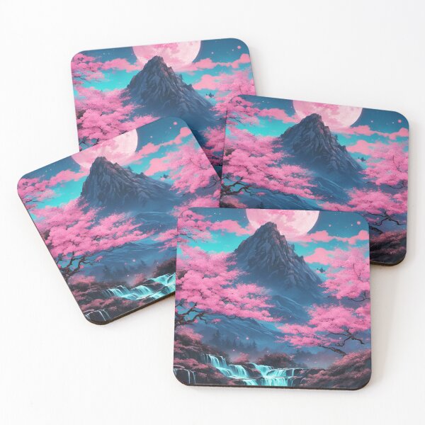 Item preview, Pink Moon Over Cherry Blossom Mountain designed and sold by SilverSunStudio.