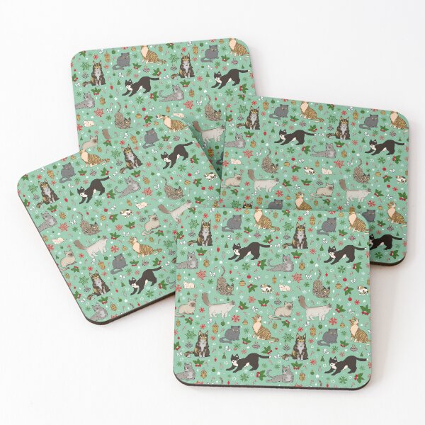 Item preview, Repeating Christmas Cats and Kittens Pattern designed and sold by FunBeliever.