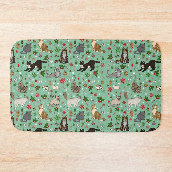 Item preview, Repeating Christmas Cats and Kittens Pattern designed and sold by FunBeliever.