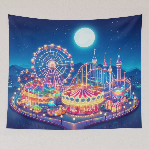 Item preview, Amusement park at night. designed and sold by growing-mom.