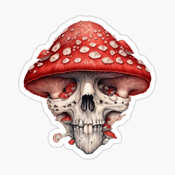 Item preview, Psychedelic Aminita Muscaria Skull Red Cap Mushroom designed and sold by IconicPrintShop.