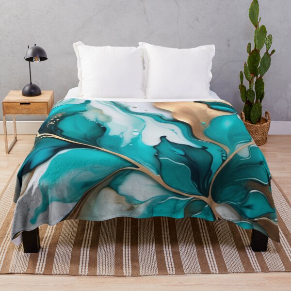 Item preview, Teal and Gold Leaves 3D Pour Art 1 designed and sold by JillyJ05.