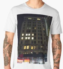 New York, Manhattan, Brooklyn, New York City, architecture, street, building, tree, car, pedestrians, day, night, nightlight, house, condominium,  Men's Premium T-Shirt
