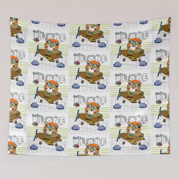 Item preview, little cartoon bear pilot flying, cartoon bear pilot character, little bear pilot in the sky  designed and sold by GreyStanzione1.