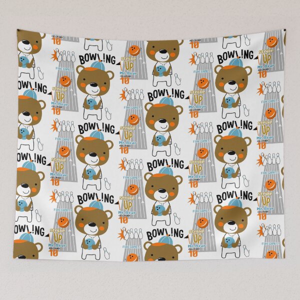 Item preview, Carton bear playing bowing, cute bear playing bowling, teddy bear playing bowling designed and sold by GreyStanzione1.