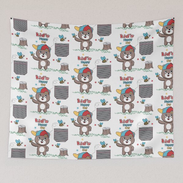 Item preview, cartoon bear with hat, cartoon bear with bee, bear with hat and bee designed and sold by GreyStanzione1.