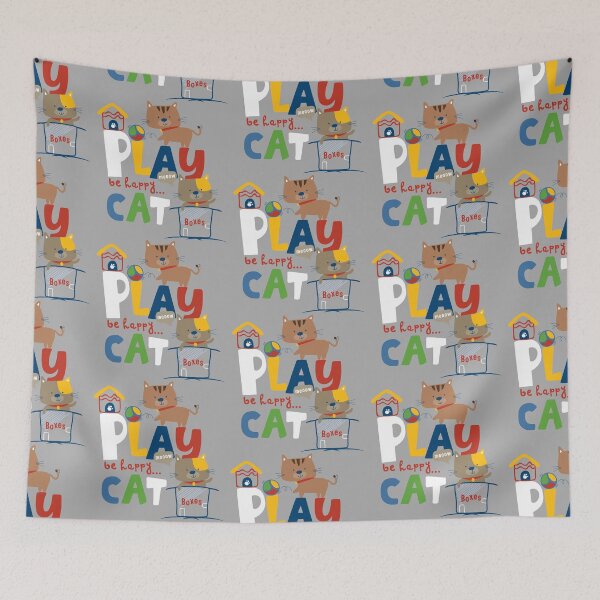 Item preview, cartoon cats playing together, brother cats playing together, happy cats playing together designed and sold by GreyStanzione1.