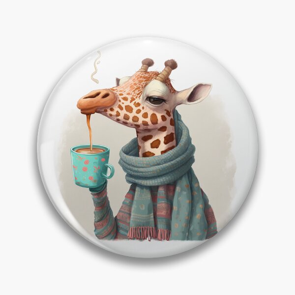 Item preview, Tea Time Giraffe: Whimsical Portrait with Cozy Scarf designed and sold by PaintbrushPlace.