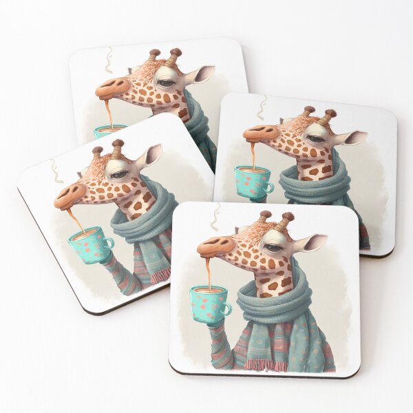 Item preview, Tea Time Giraffe: Whimsical Portrait with Cozy Scarf designed and sold by PaintbrushPlace.