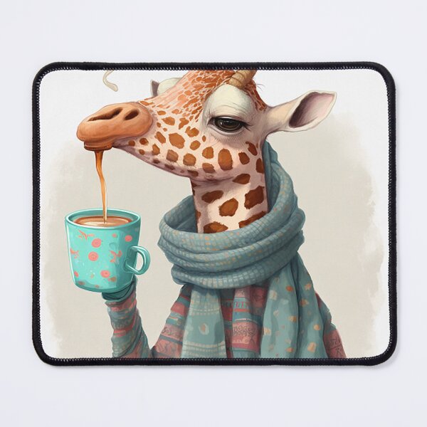 Item preview, Tea Time Giraffe: Whimsical Portrait with Cozy Scarf designed and sold by PaintbrushPlace.