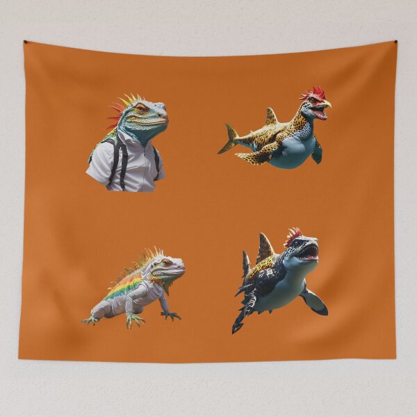 Item preview, Package of mutant roosters and iguanas perfect to decorate a crazy home designed and sold by Carlos Gudino.
