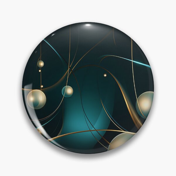Item preview, Luminous Teal & Gold: Kinetic Lines and Spheres on Dark Canvas designed and sold by PaintbrushPlace.