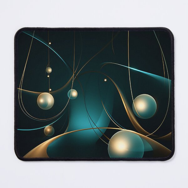 Item preview, Luminous Teal & Gold: Kinetic Lines and Spheres on Dark Canvas designed and sold by PaintbrushPlace.