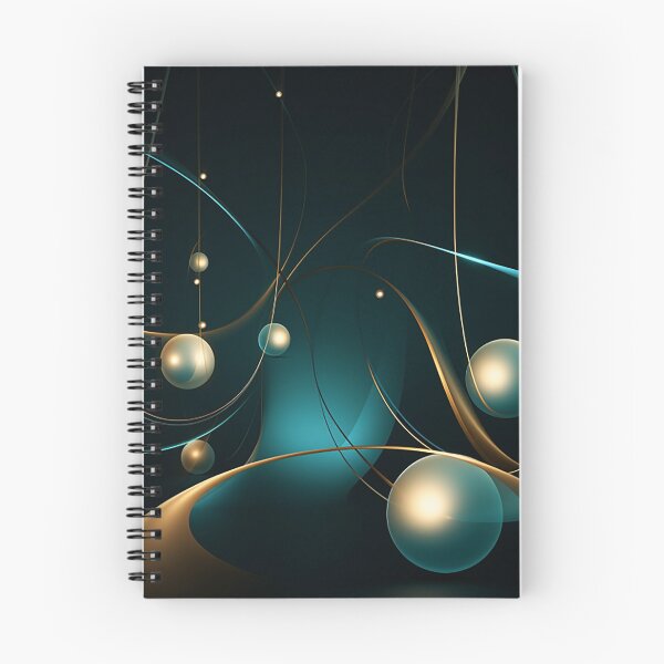 Item preview, Luminous Teal & Gold: Kinetic Lines and Spheres on Dark Canvas designed and sold by PaintbrushPlace.