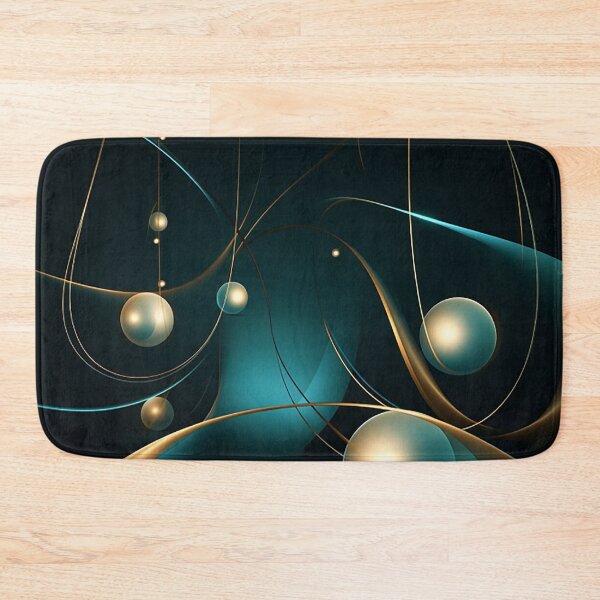 Item preview, Luminous Teal & Gold: Kinetic Lines and Spheres on Dark Canvas designed and sold by PaintbrushPlace.