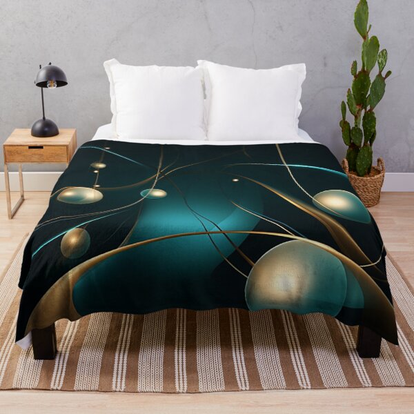 Item preview, Luminous Teal & Gold: Kinetic Lines and Spheres on Dark Canvas designed and sold by PaintbrushPlace.