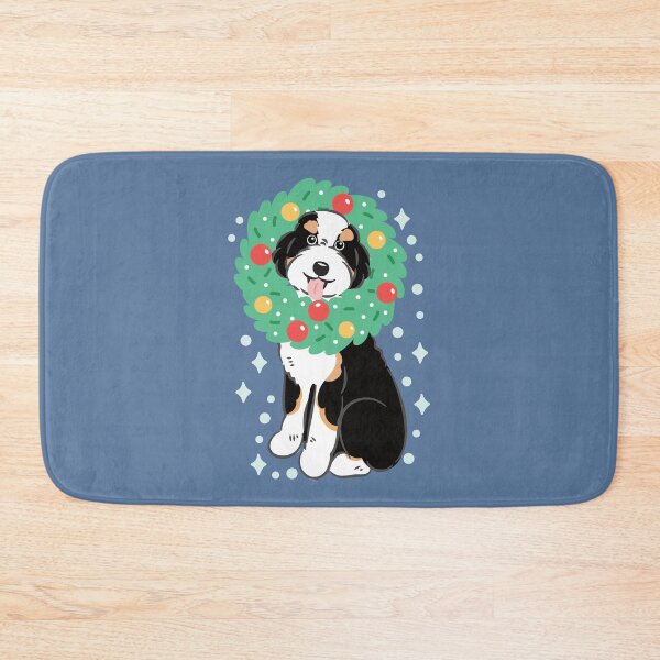 Item preview, Merry Christmas Black TriColor Aussiedoodle Aussie Doodle Dog designed and sold by Lulupainting.