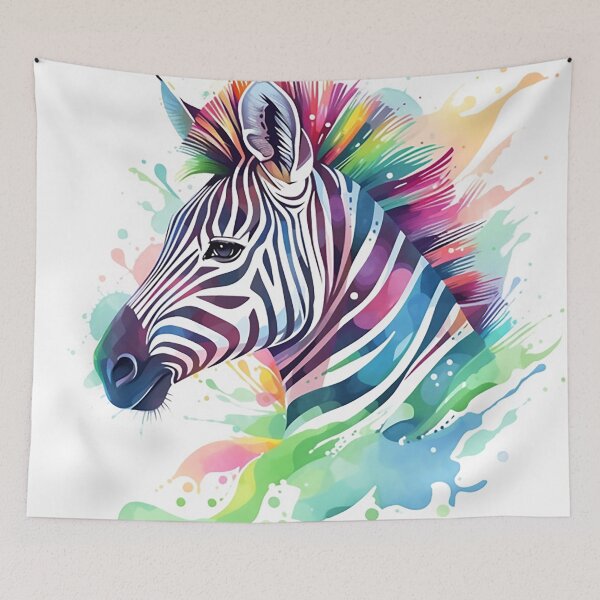 Item preview, Chromatic Zeal: Zebra with Watercolor Stripe Fusion designed and sold by PaintbrushPlace.