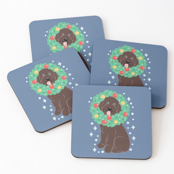 Item preview, Merry Christmas Chocolate Brown Aussiedoodle Aussie Doodle Dog designed and sold by Lulupainting.