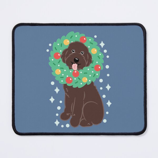 Item preview, Merry Christmas Chocolate Brown Aussiedoodle Aussie Doodle Dog designed and sold by Lulupainting.