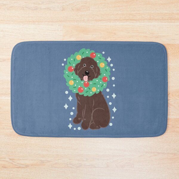 Item preview, Merry Christmas Chocolate Brown Aussiedoodle Aussie Doodle Dog designed and sold by Lulupainting.