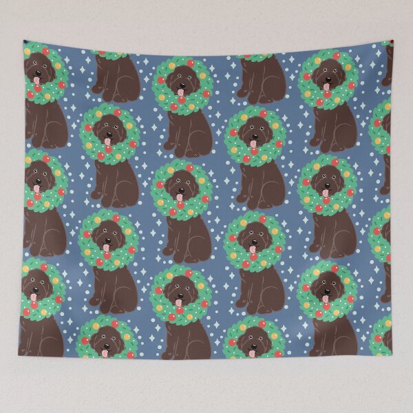 Item preview, Merry Christmas Chocolate Brown Aussiedoodle Aussie Doodle Dog designed and sold by Lulupainting.