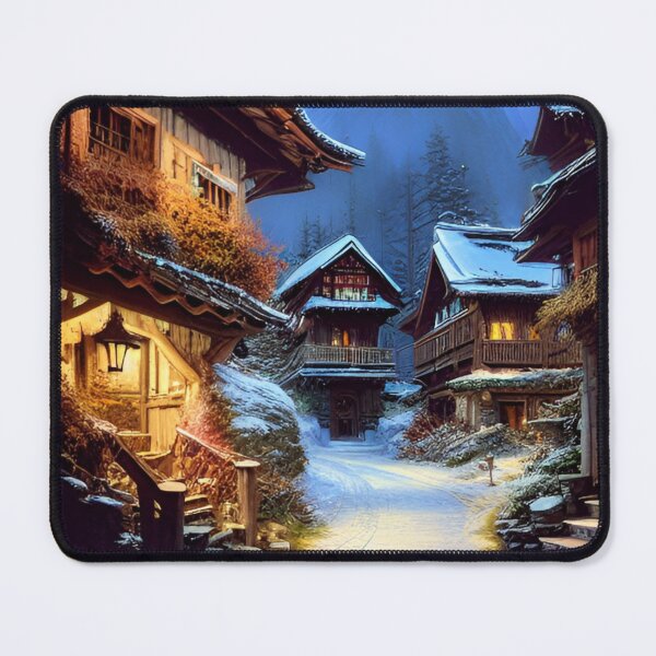 Item preview, AI generated small town in snowy mountains designed and sold by Tinkerbell678.