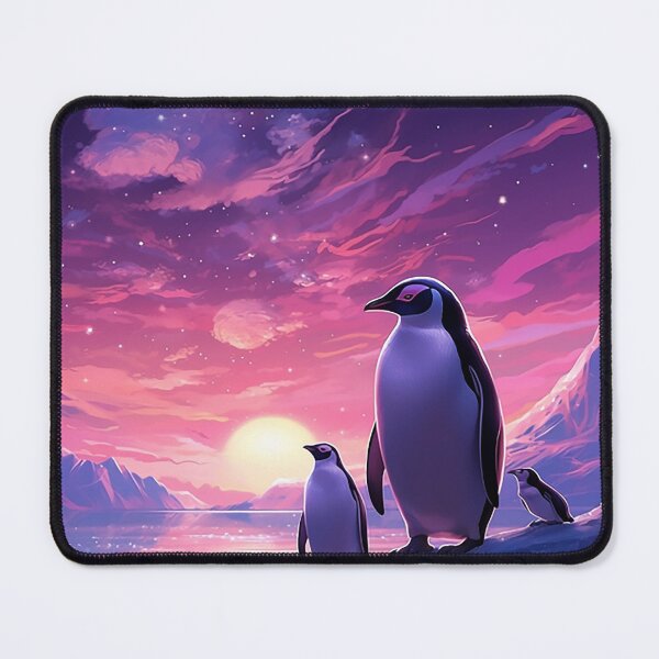 Item preview, Interstellar Penguin Odyssey: Anime-style Purple Night & Rainbow Vistas designed and sold by PaintbrushPlace.