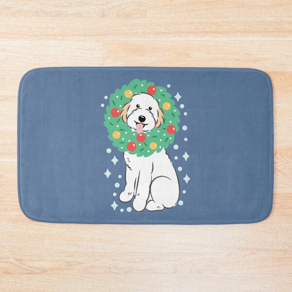 Item preview, Merry Christmas White Cream Aussiedoodle Aussie Doodle Dog designed and sold by Lulupainting.