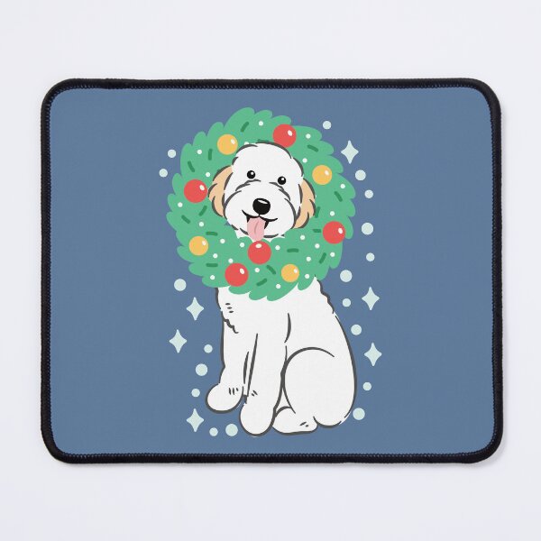 Item preview, Merry Christmas White Cream Aussiedoodle Aussie Doodle Dog designed and sold by Lulupainting.