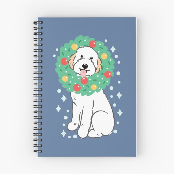 Item preview, Merry Christmas White Cream Aussiedoodle Aussie Doodle Dog designed and sold by Lulupainting.