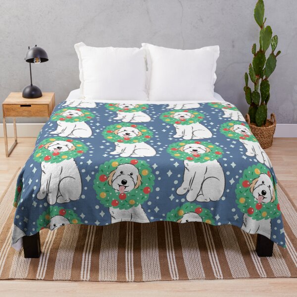 Item preview, Merry Christmas White Cream Aussiedoodle Aussie Doodle Dog designed and sold by Lulupainting.