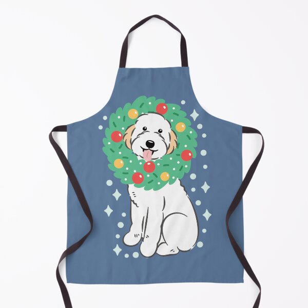 Item preview, Merry Christmas White Cream Aussiedoodle Aussie Doodle Dog designed and sold by Lulupainting.