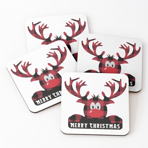 Item preview, Illustration of Merry and Bright Red Black White Antelope Happy Holidays Merry Christmas designed and sold by NadeenInspires.