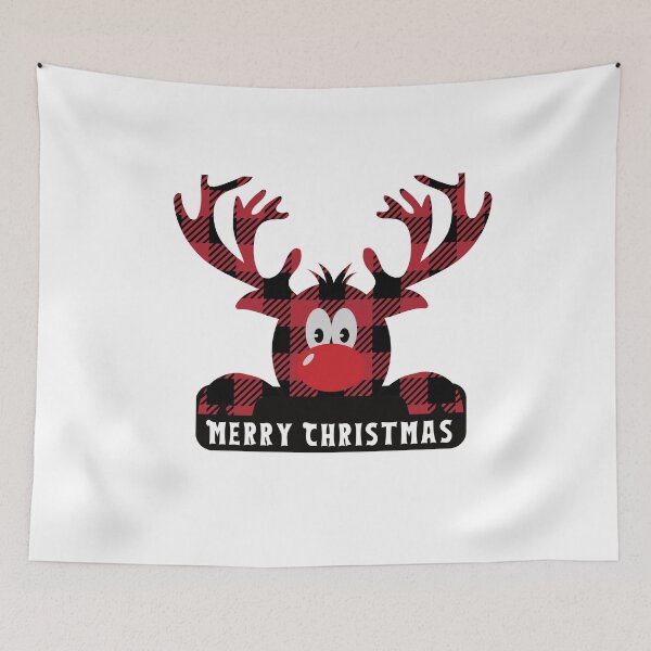 Item preview, Illustration of Merry and Bright Red Black White Antelope Happy Holidays Merry Christmas designed and sold by NadeenInspires.