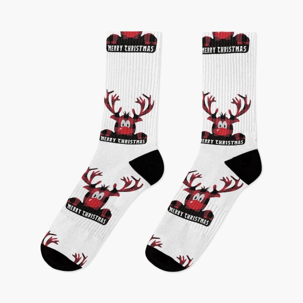 Item preview, Illustration of Merry and Bright Red Black White Antelope Happy Holidays Merry Christmas designed and sold by NadeenInspires.